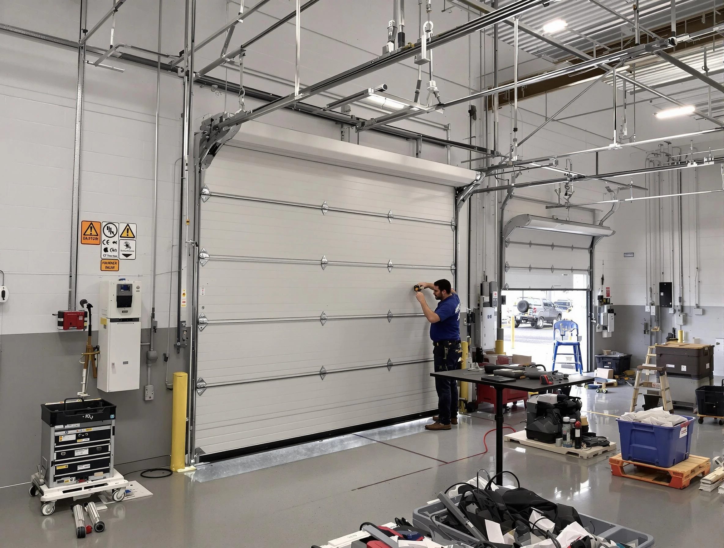 Commercial garage door repair being performed by Wellesley Garage Door Repair expert in Wellesley