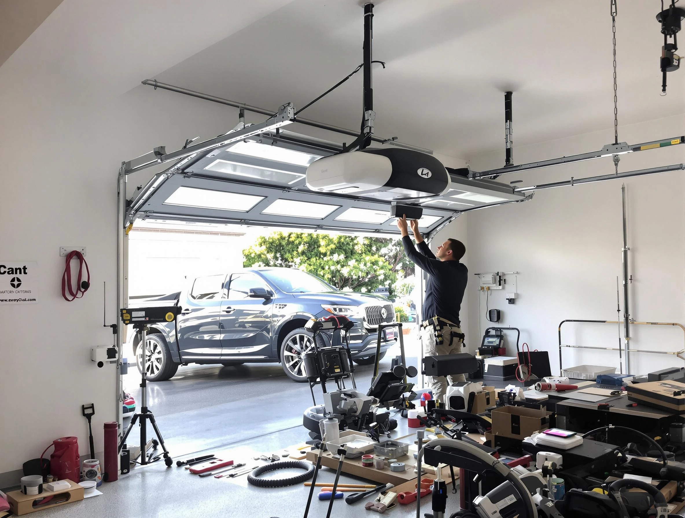 Wellesley Garage Door Repair specialist installing smart garage door opener system in Wellesley home